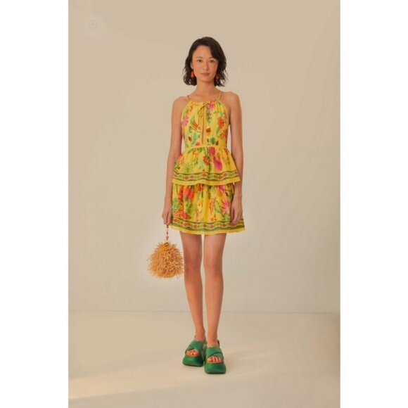 💕FARM RIO💕 Yellow Delicate Fruit Garden Sleeveless Blouse ~ Medium NWT - Picture 4 of 16